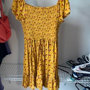 Yellow floral smock top dress